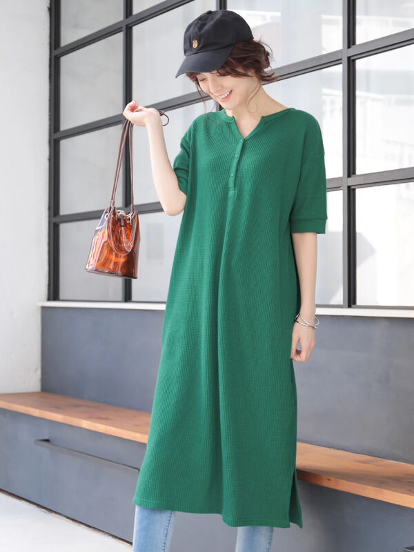 ヘンリーネックワッフルワンピース Koe コエ 公式 通販サイト Koe コエ のワンピース