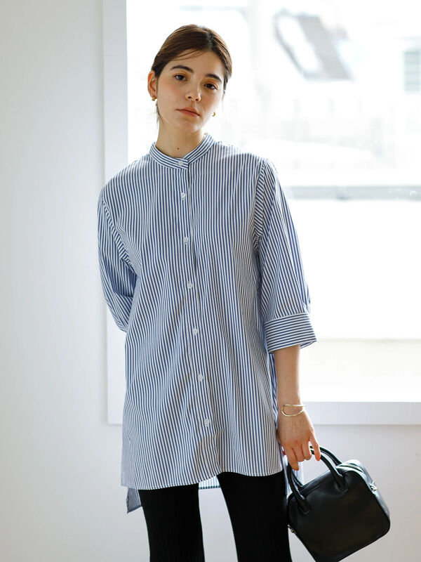 バンドカラー7分袖シャツチュニック A1ccxrt Koe コエ Koe Women S コエウィメンズ のトップスアイテム Koe コエ 公式 通販サイト